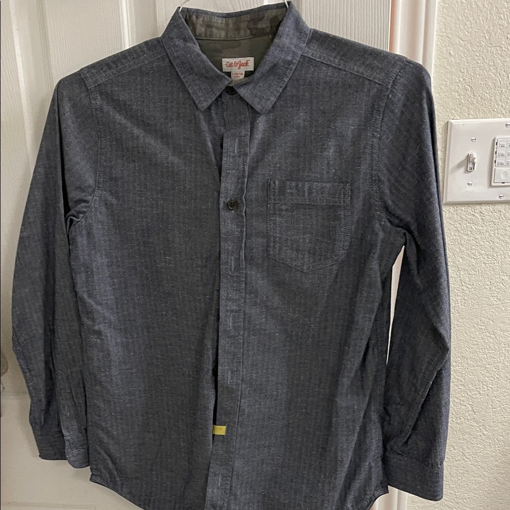 LIKE NEW Cat & Jack 12/14 Xl Charcoal Button-Down Shirt